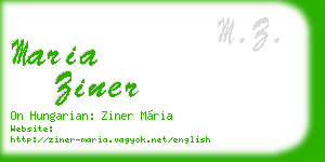 maria ziner business card